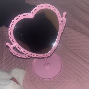 Pink Heart-Shaped Vanity Mirror